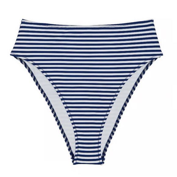 NWT VS PINK Bikini Scrunchie Triangle Top & Hi Waist Bottom Sz S Flamingo Stripe - Picture 6 of 16